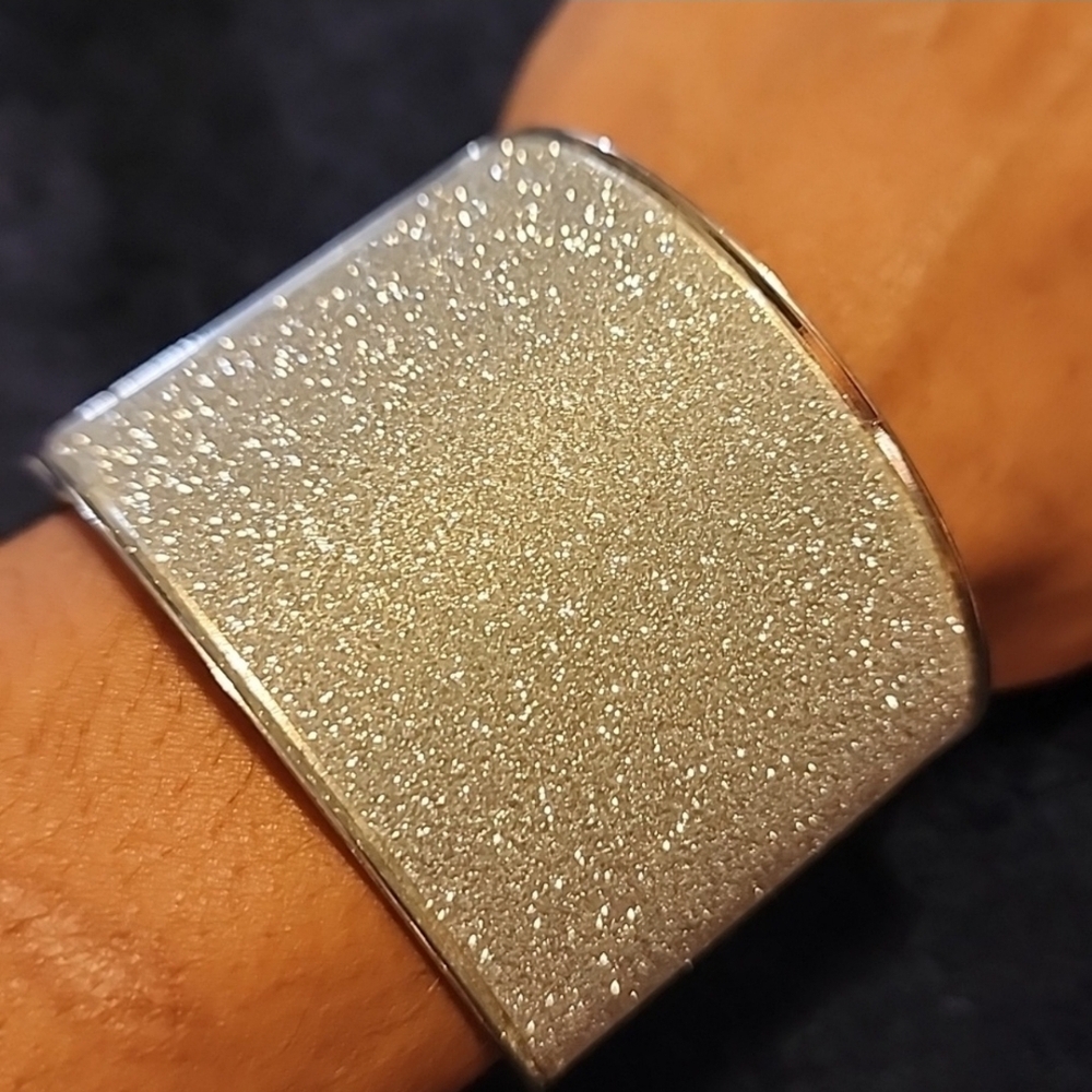 Silver Glitter Cuff Bracelet